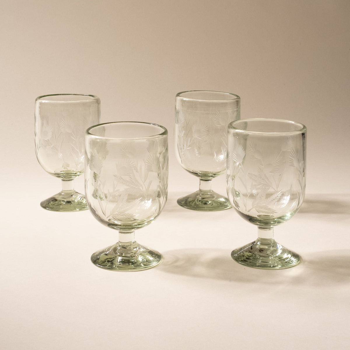 Etched Thistle Wine Glass, Set of 4